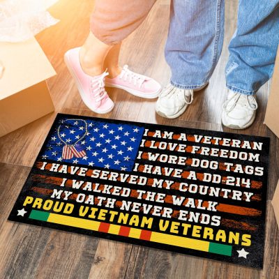 Alternative view of I Am A Veteran I Love Freedom I Wore Dog Tags Proud Vietnam Veteran House Doormat - Outdoor Indoor Mat