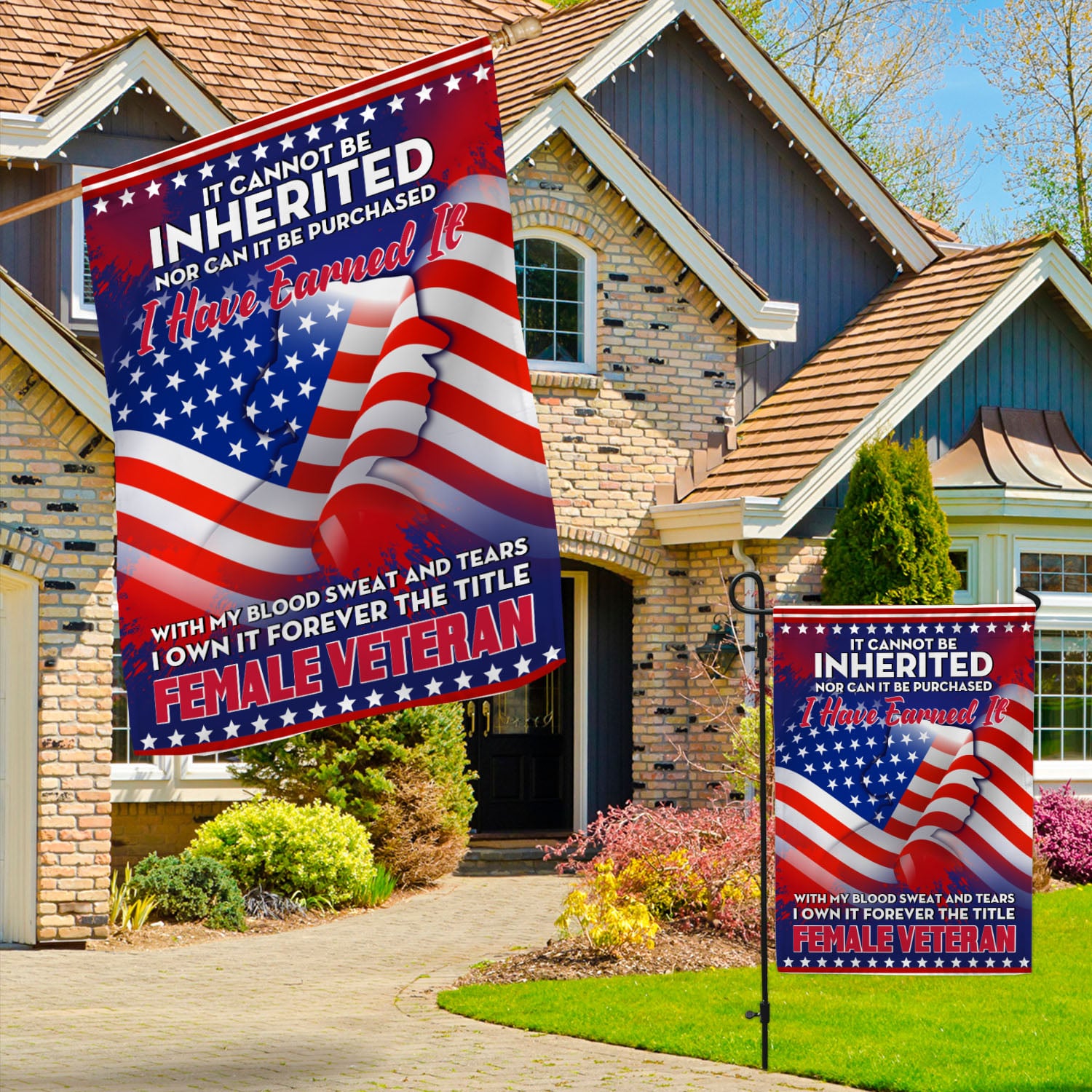 5VT. Female Veteran It Cannot Be Inherited Garden & House Mockup 3