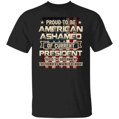 7VT. Proud To Be American Ashamed, Black, Unisex T-Shirt