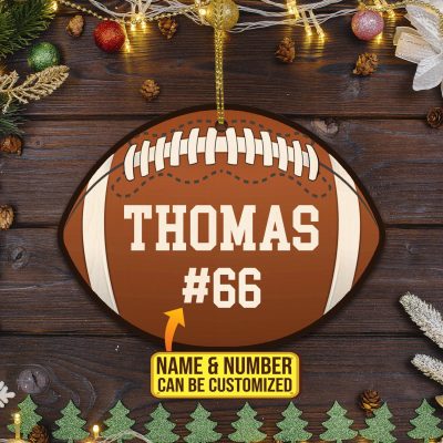 Alternative view of Personalized Football Custom Shaped Wooden Christmas Ornament - Custom Football Christmas Ornament