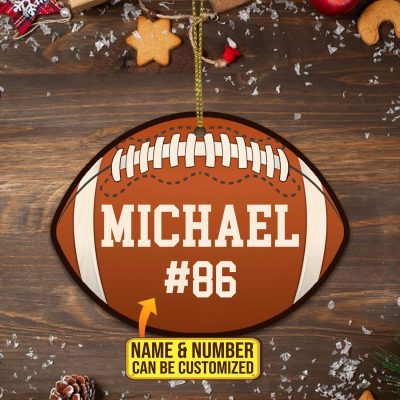 Personalized Football Custom Shaped Wooden Christmas Ornament - Custom Football Christmas Ornament
