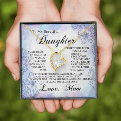 From Mom To My Beautiful Daughter Sometimes It's Hard To Find Words Forever Love Heart Pendant Necklace