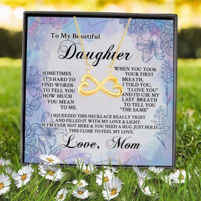 Alternative view of From Mom To My Beautiful Daughter Sometimes It's Hard To Find Words Infinity Heart Pendant Necklace