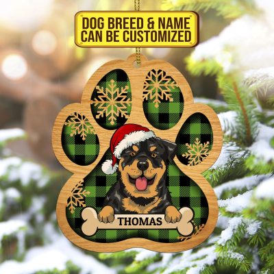 Alternative view of Personalized Dog Breeds Custom Shaped Wooden Christmas Ornament Keepsake - Custom Shaped Dog Lover Ornament