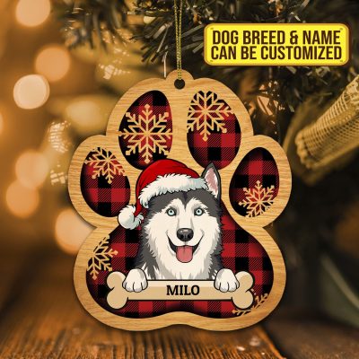 Personalized Dog Breeds Custom Shaped Wooden Christmas Ornament Keepsake - Custom Shaped Dog Lover Ornament