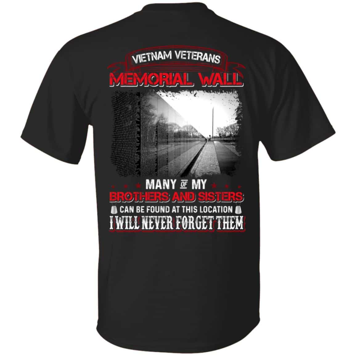 1VT. Vietnam Veteran Memorial Walls, Black, Unisex T-Shirt