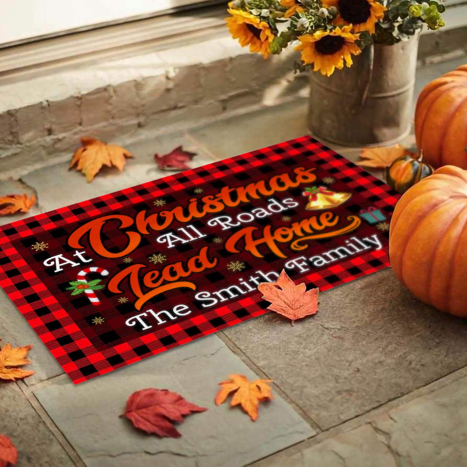 8TM. Christmas Roads Lead Home Custom Text-sample design Doormat mockup 9
