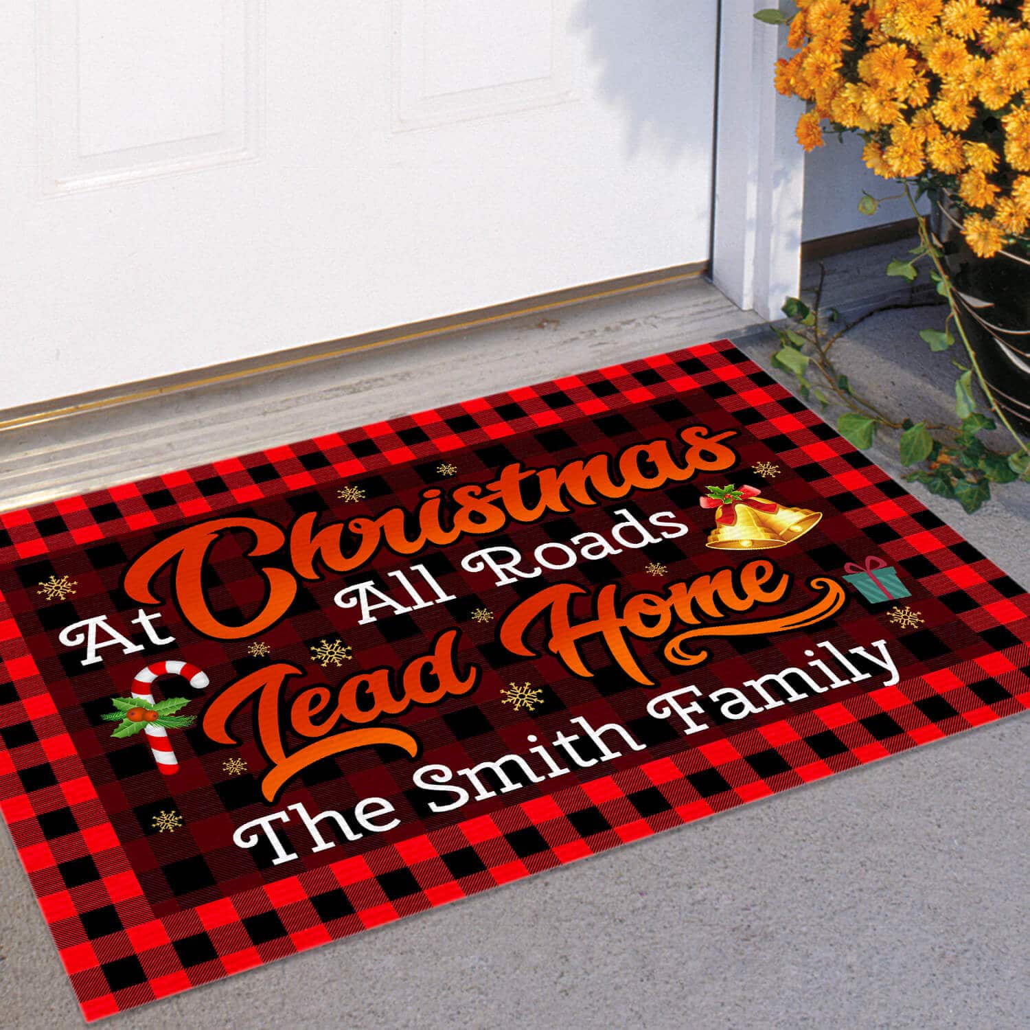 8TM. Christmas Roads Lead Home Custom Text-sample design Doormat mockup 11