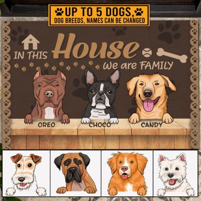 Alternative view of Personalized Dog Breeds in This House We Are Family Entrance Decorative Doormat - Funny Dogs Welcome Mat