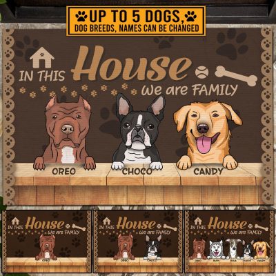 Personalized Dog Breeds in This House We Are Family Entrance Decorative Doormat - Funny Dogs Welcome Mat