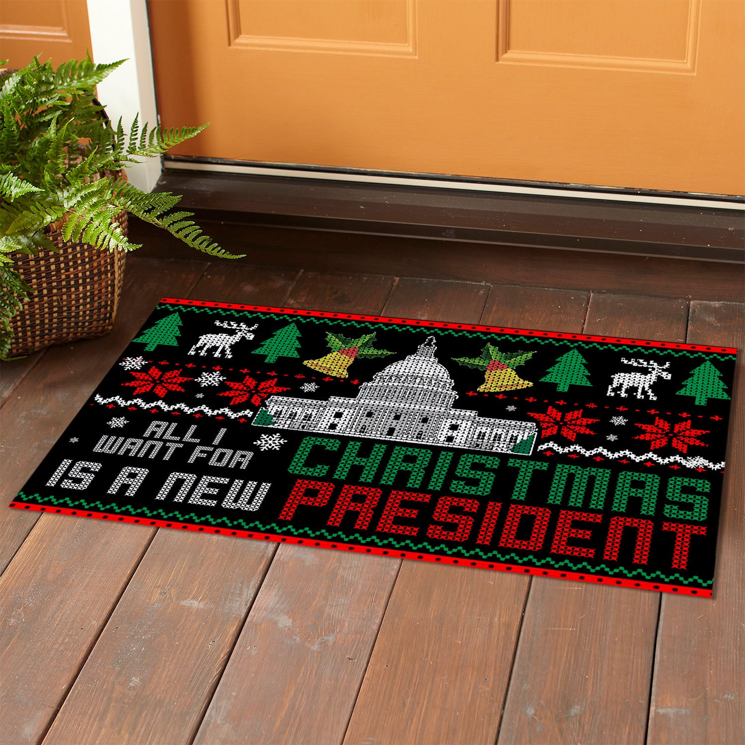 1P. New President xmas Doormat mockup 1