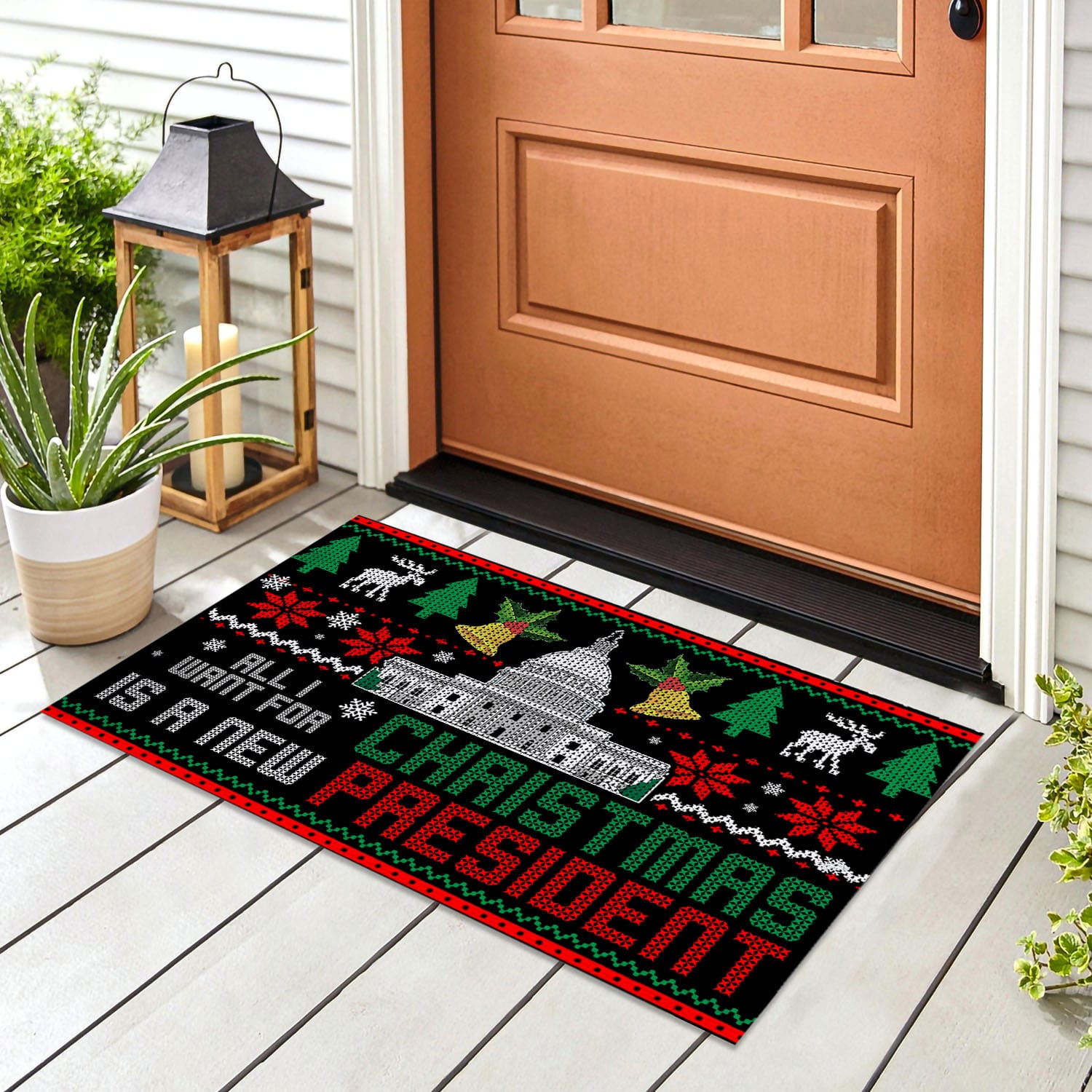 1P. New President xmas Doormat mockup 8
