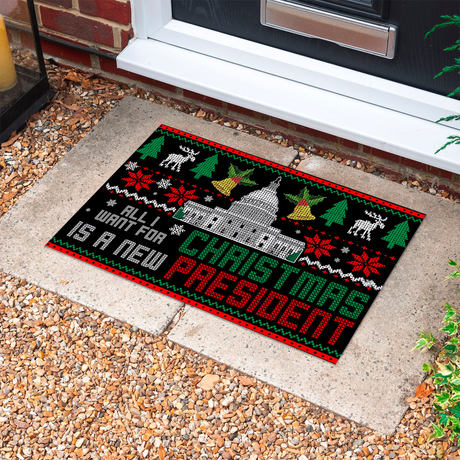 1P. New President xmas Doormat mockup 10