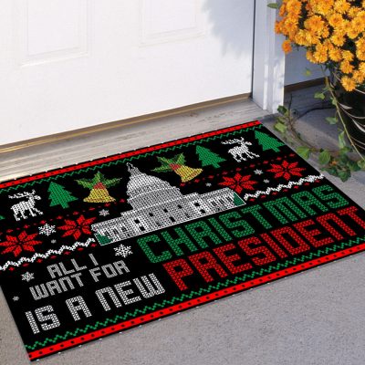 Alternative view of All I Want for Christmas Is a New President Entrance Decorative Doormat - Welcome Mat