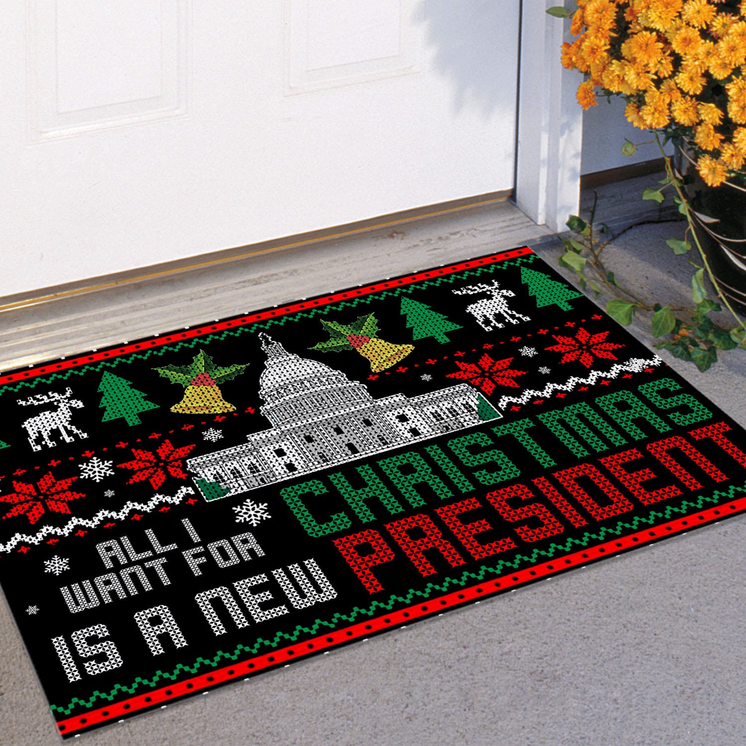 1P. New President xmas Doormat mockup 11