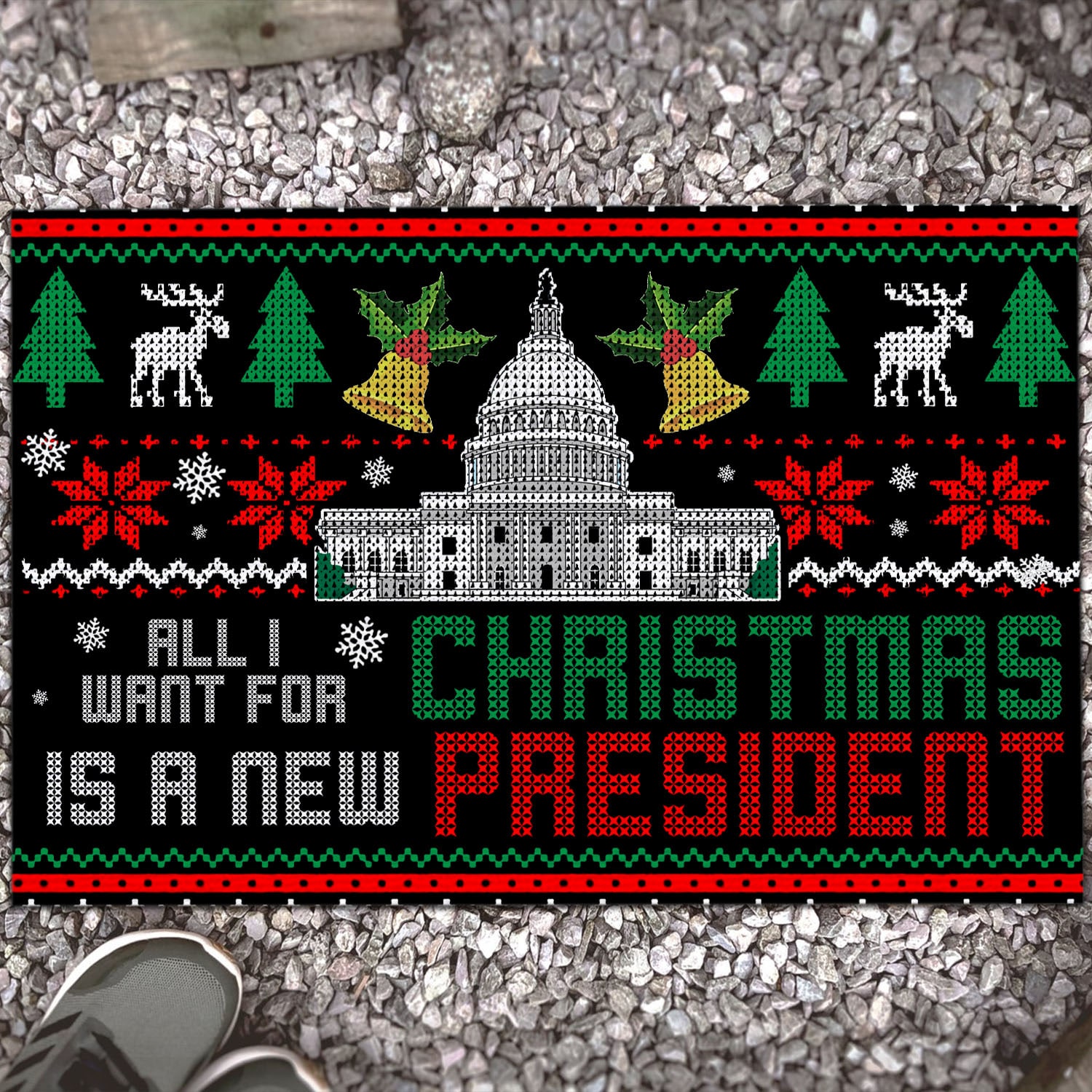 1P. New President xmas Doormat mockup 13