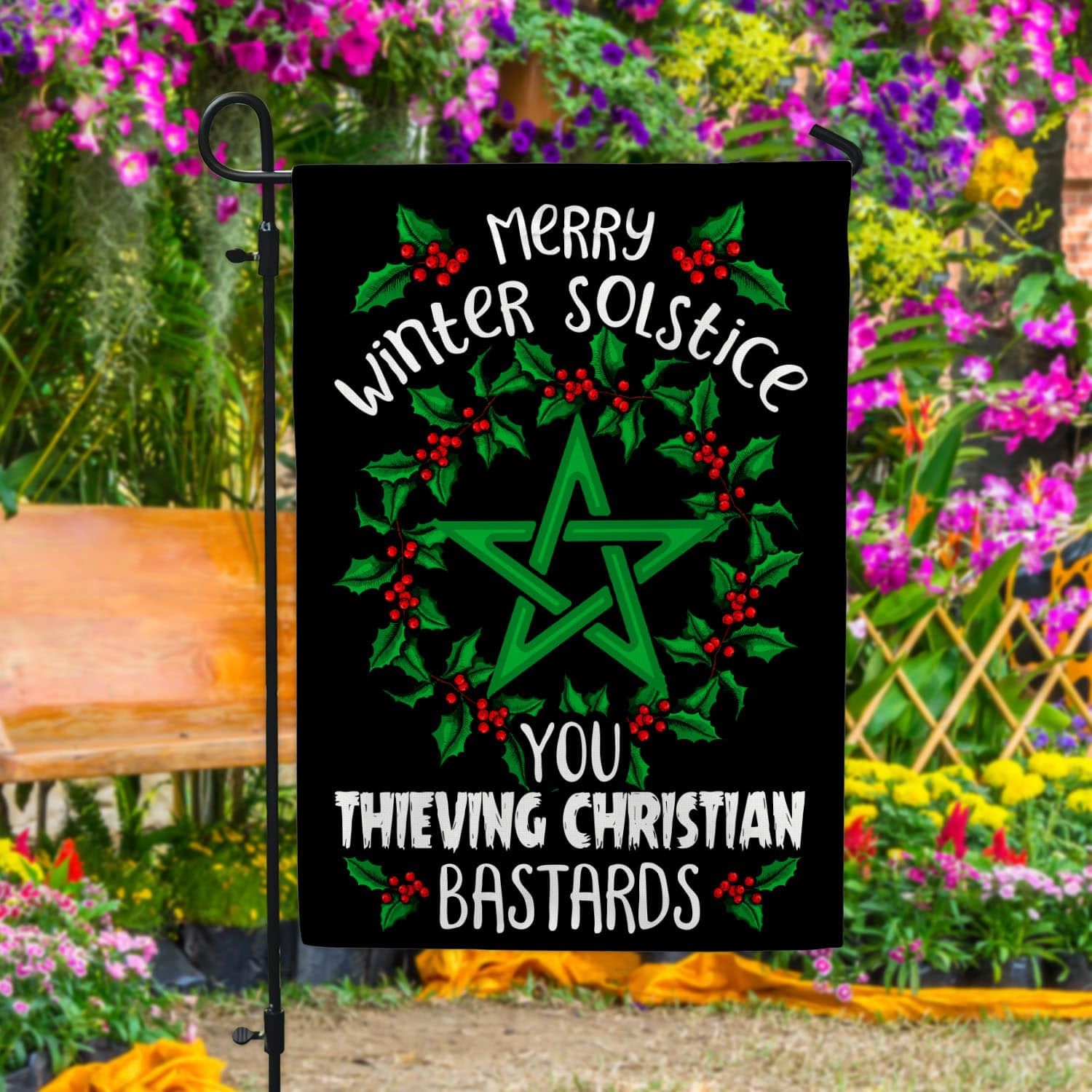 2P. Pagan solstice 30x40 2 Garden Flag Mockup 4