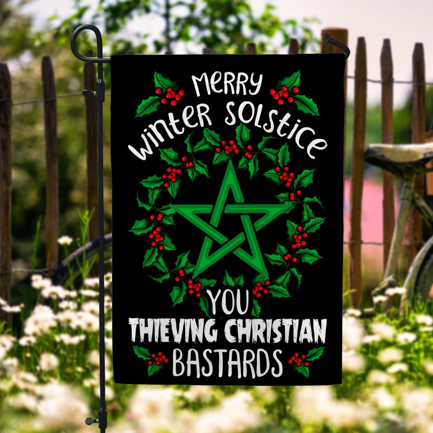 2P. Pagan solstice 30x40 2 Garden Flag Mockup 6