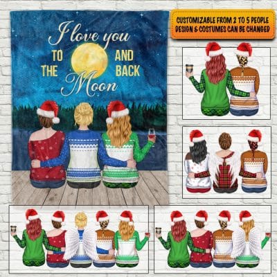 Custom Design Family Blanket I Love You to The Moon and Back Mom and Daughter Gifts Fleece Blanket - Mink Blanket