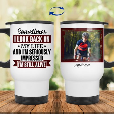 14 oz. White Travel Mug