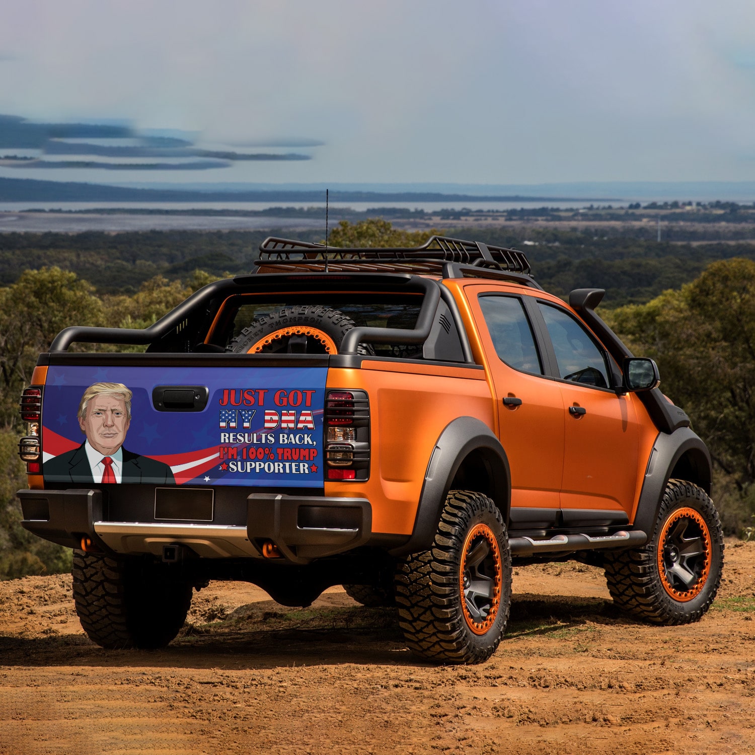 6Th. 100 Trump Supporter(5) Tailgate Wrap Mockup 7