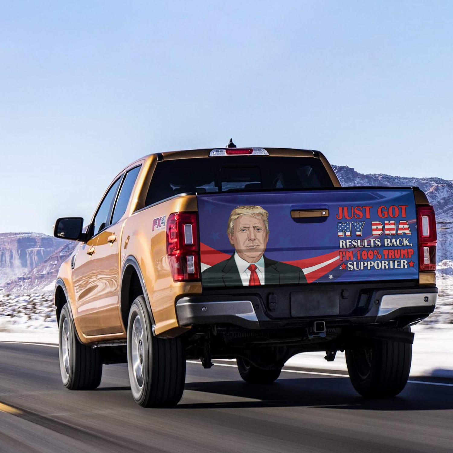 6Th. 100 Trump Supporter(5) Tailgate Wrap Mockup 14