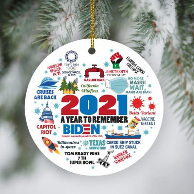 Alternative view of A Year To Remember 2021 Pandemic Christmas Ornament - 2021 Xmas Circle Ornament Keepsake
