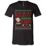 1Th. Holiday Drinking Team, Black, V-Neck T-Shirt 1Th. Holiday Drinking Team, Black, V-Neck T-Shirt