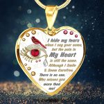I Hide My Tears When I Say Your Name But The Pain In My Heart Is Still The Same Cardinal Heart Pendant Necklace - Bangle