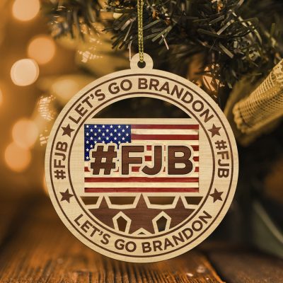 Let's Go Brandon FJB Custom Shaped Wooden Christmas Ornament - Fuck Joe Biden Christmas Ornament