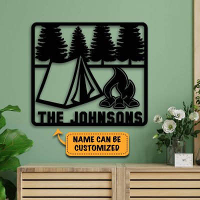 Alternative view of Camping Personalized Signs Campfire Camping Decor Vintage Decorative Metal Sign - Indoor Outdoor Decor