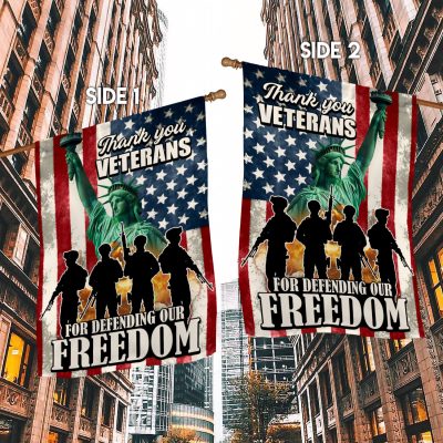 Alternative view of Thank You Veterans For Defending Our Freedom Garden Flag - Happy Veterans Day House Flag