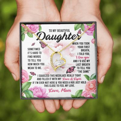 Sometimes It’s Hard to Find Words I Love You Mom Daughter Gift Forever Love Pendant Necklace