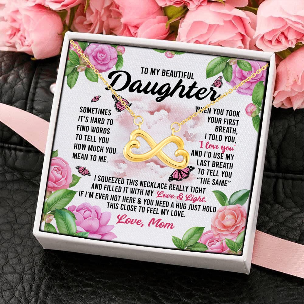 4P. To daughter it's hard Infinity Heart Necklace (Gold) 4