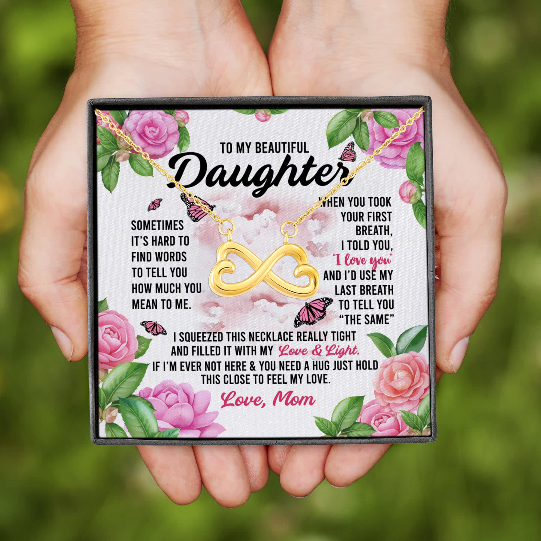 4P. To daughter it's hard Infinity Heart Necklace (Gold)