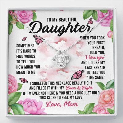 Sometimes It’s Hard to Find Words I Love You Mom Daughter Gift Love Knot Pendant Necklace - Love Knot Necklace