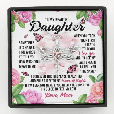 Sometimes It’s Hard to Find Words I Love You Mom Daughter Gift Dragonfly Pendant Necklace - Dragonfly Necklace