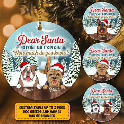 Personalized Dog Breeds Dear Santa Before We Explain How Much Do You Know Circle Christmas Ornament Keepsake