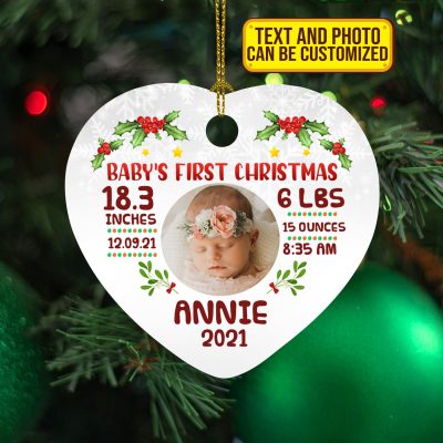 Alternative view of Personalized Photo Baby's First Christmas Decorative Christmas Heart Ornament Keepsake