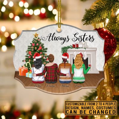 Alternative view of Always Sisters Personalized Sisters Custom Shaped Wooden Christmas Ornament - Sisters Xmas Ornament