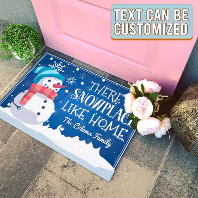 Alternative view of Personalized Family Name There's Snowplace Like Home Doormat - Custom Christmas Welcome Mat