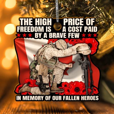 Alternative view of The High Price Of Freedom In Memory Of Our Fallen Heroes Canada Flag Veterans Day Wooden Christmas Ornament