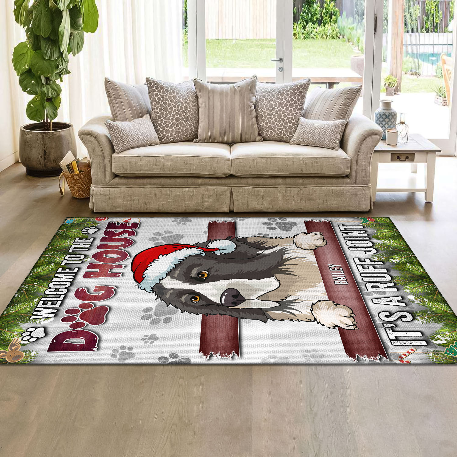 4O. Dog House-Sample design 5 Rectangle Rug Mockup 3