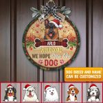 Personalized Dog Breeds Welcome We Hope You Like Dog Wooden Door Sign - Custom Christmas Dog Sign