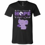 7 HG. Hope Fight Cure, Black, V-Neck T-Shirt