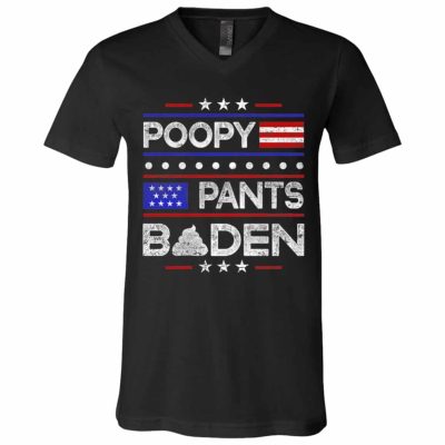 1TM UU TIEN. Poopy Pants Biden (4), Black, V-Neck T-Shirt