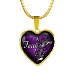 Faith Cross And Roses Heart Pendant Necklace - Christian Necklace For Women