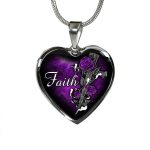Faith Cross And Roses Heart Pendant Necklace - Christian Necklace For Women