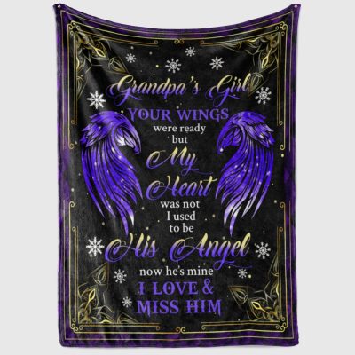 Alternative view of Grandpa's Girl Your Wings Were Ready But My Heart Was Not I Used To Be His Angel Fleece Blanket - Sherpa Blanket