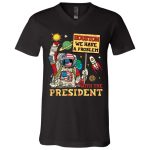 7Th. Houston Problem with The President (6), Black, V-Neck T-Shirt 7Th. Houston Problem with The President (6), Black, V-Neck T-Shirt
